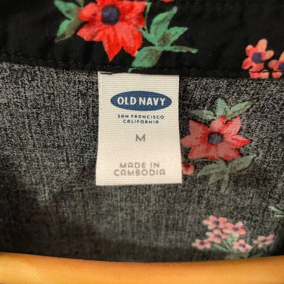 Old Navy Flower long sleeve shirt Dress or Tunic boho mini floral knit - Picture 2 of 5